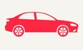 Car silhouette. Red sedan icon isolated on white background. Vector illustration. Royalty Free Stock Photo